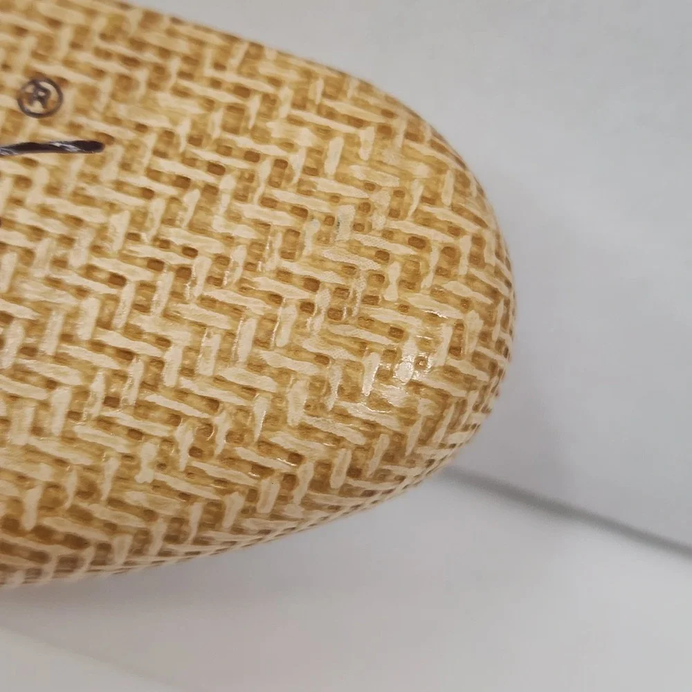 Maui Jim Sunglass EYEGLASS CASE Only Faux Bamboo Basket Weave Hard Clamshell